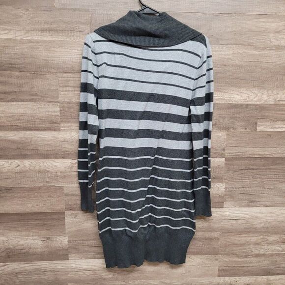 Pink Rose Sweater Mini Dress Black Tunic Gray Striped Cowl Neck Womens Large - Picture 3 of 11